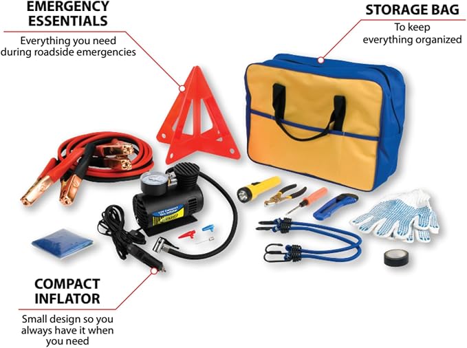 Performance Tool 60220 Premium Roadside Emergency Kit With Jumper Cables