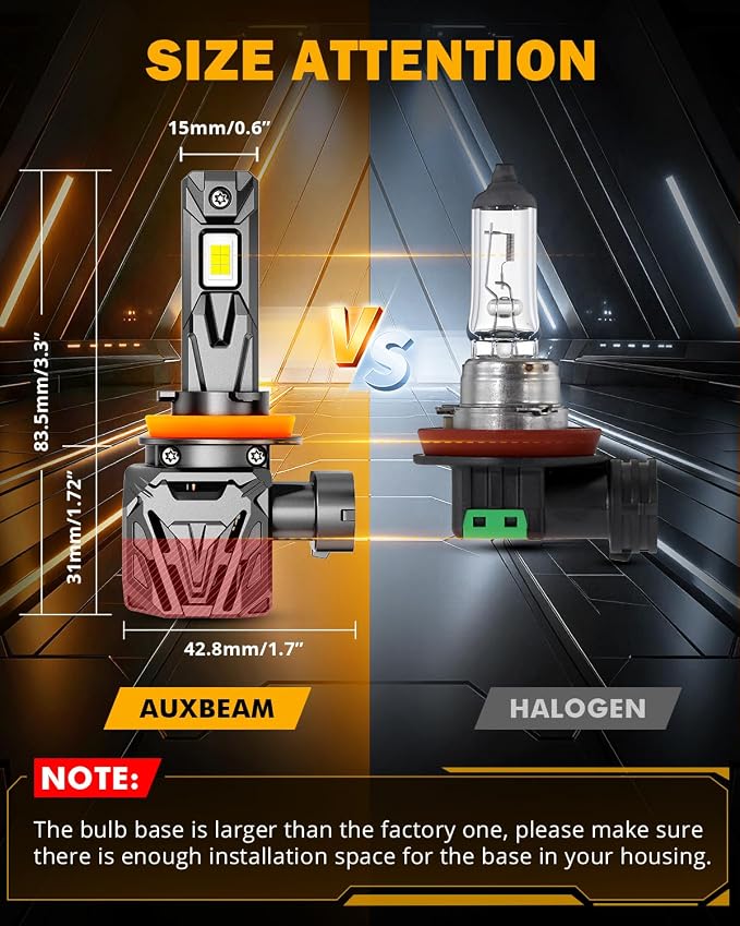 Auxbeam H 11 Fog Lights, Q40 Series 30000LM 800% Brighter Powersports Light For UTV ATV Offroad Use