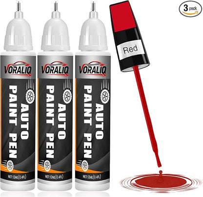Touch Up Paint for Cars, 3-Pack - Red Car Scratch Repair Pen, Color Accurate Automotive Touch Up Paint, Long-Lasting Scratch Resistance, Fast-Drying & User-Friendly, Safe & Water-Resistant for Automotive & Household Touch-Ups