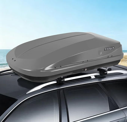 Hard Shell Rooftop Cargo Carrier with Roof Box, Heavy Duty Weatherproof 13 Cubic Feet Rooftop Cargo Carrier for Car Storage, Gray