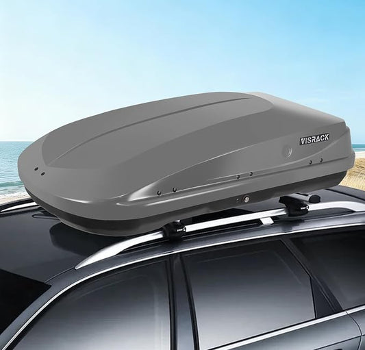 Hard Shell Rooftop Cargo Carrier with Roof Box, Heavy Duty Weatherproof 13 Cubic Feet Rooftop Cargo Carrier for Car Storage, Gray