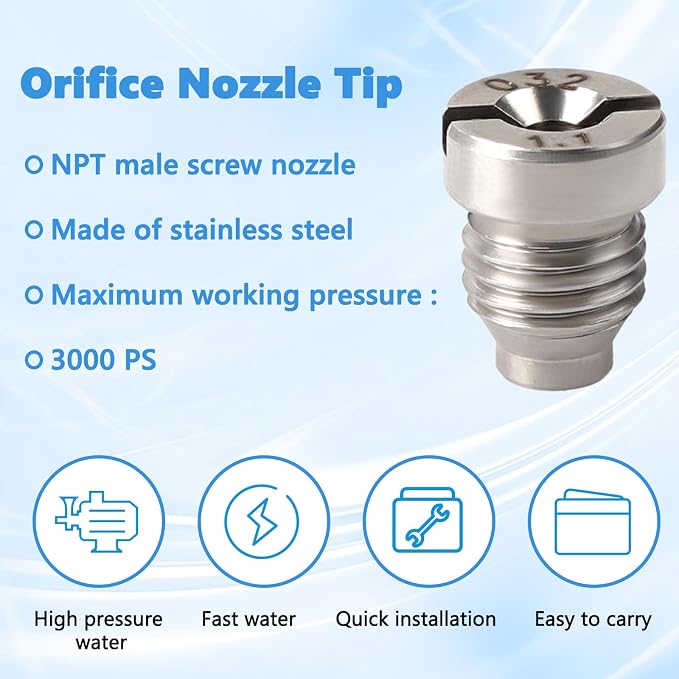 1.1 Orifice Foam Cannon Snow Maker Nozzle Foam Cannon Orifice Orifice for Foam Cannon and Foam Maker Thread Nozzle Tips Mesh Filter for Snow Foam Lance with Cleaning Tools 3000PSI 2 Packs