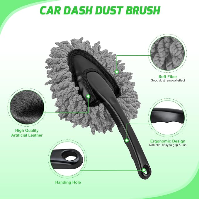 Nilight 15PCS Car Detailing Kit Auto Cleaning Tools Wash Set with Storage Carry Bag Beginners Easy to Use for Interior Exterior Car Care Clean Windshield Dashboard Seat Air Vents Wheels Tires, Green