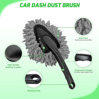 Nilight 15PCS Car Detailing Kit Auto Cleaning Tools Wash Set with Storage Carry Bag Beginners Easy to Use for Interior Exterior Car Care Clean Windshield Dashboard Seat Air Vents Wheels Tires, Green