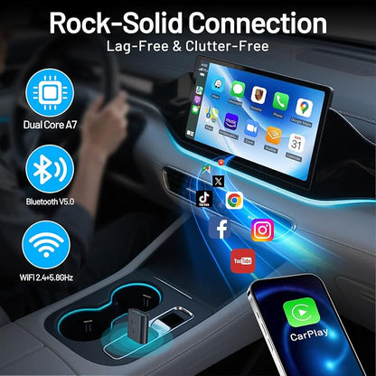onffo Wireless CarPlay Adapter for iPhone and Android Auto, Convert Wired to Wireless Car Play Adapter for Apple iOS 10+/Android 10+