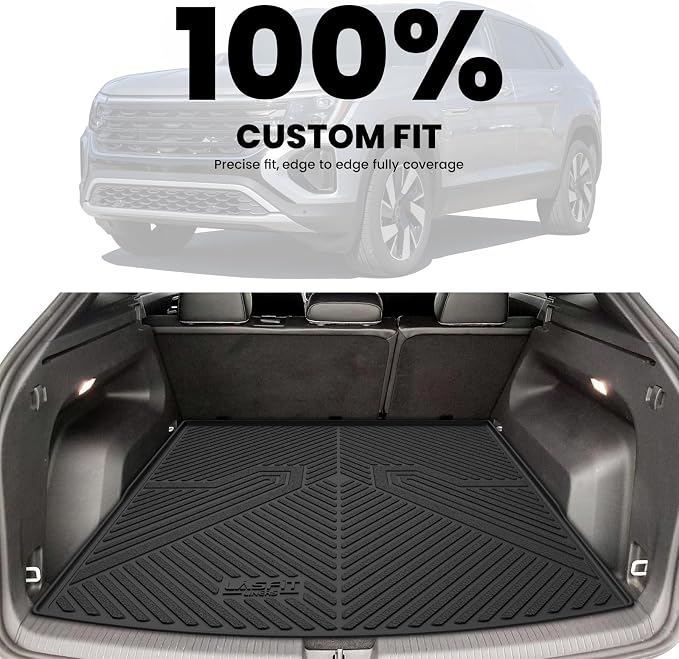 LASFIT Trunk Mat for Volkswagen Atlas Cross Sport 2020-2026, Custom Fit All-Weather Protection TPE Rubber Cargo Mat for VW Accessories, Super Duty, Waterproof, Easy to Clean, Black