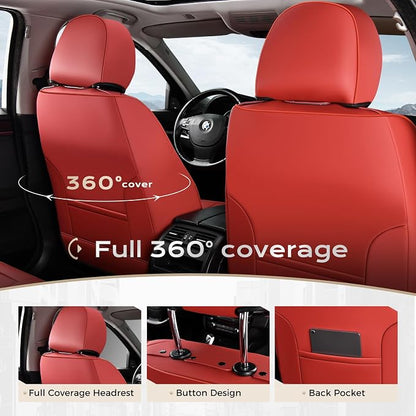 Coverado Car Seat Covers Front Set, Luxury Nappa Leather Seat Covers Universal Fit Waterproof Non-Slip Breathable Automotive Seat Protectors for Cars, SUVs, Trucks