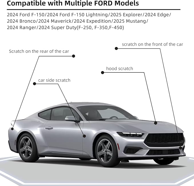 Iconic Silver Metallic(JS) Car Paint Touch Up Pen Compatible with Ford, 2-In-1 Color Accurate Touch Up Car Scratch Repair Paint Match Ford Series Automotive Scratch Remover for Nicks & Chips Repair