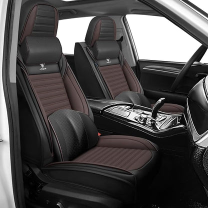 Seat Covers Fit for Nissan Rogue 2015-2026, Breathable and Comfortable Leather Car Seat Cover, Deluxe Waterproof Cushion Cover Auto Interior Accessories,Standard (Black Brown)