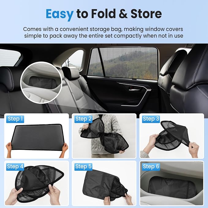 KUST Car Window Shades for 2010-2024 Toyota 4Runner Accessories, Breathable Mesh Magnetic Window Covers, Rear Back Side Window Sun Shades UV Block Privacy Protection for Baby Camping Napping 2PCS