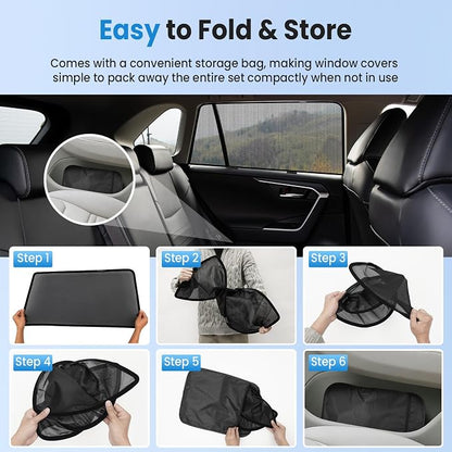 KUST Car Window Shades for 2010-2024 Toyota 4Runner Accessories, Breathable Mesh Magnetic Window Covers, Rear Back Side Window Sun Shades UV Block Privacy Protection for Baby Camping Napping 2PCS