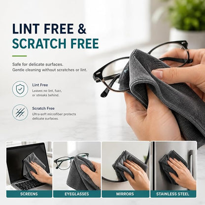 Microfiber Cleaning Cloths 15"x15" – Lint-Free Multi-Surface Household Cleaning Cloths, Highly Absorbent Reusable Microfiber Towels for Kitchen, Glass, Bathroom, Car & Home – 10 Pack