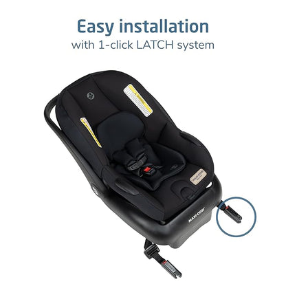 Maxi-Cosi Mico Pro Baby Infant Car Seat with Base, Ventilated Chair, Soft Headrest Pad, Easy-Install Latch, Adjustable Belt Guide, 3-Position Base, Stroller-Ready, 4-30 lbs, up to 32 in, Sea Shadow
