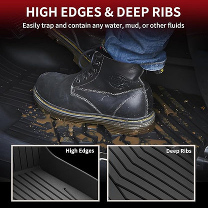 LASFIT Floor Mats for Mercedes Benz E Class 2017-2023 E300 / E350 / E400 / E450/ E43 AMG / E53 AMG / E63 AMG S (Fit Sedan & Wagon Only), All Weather TPE Floor Liners for E Class, 1st & 2nd Row