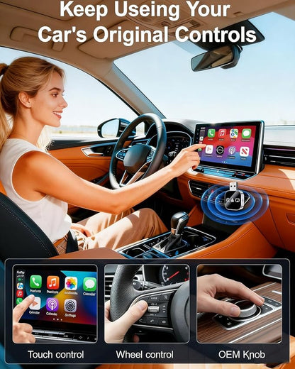 Mini Wireless Carplay Adapter for iPhone 3 in 1 Car Play Dongle Wired to Wireless Screen Mirror Accessories Converts Fast Auto Connect No Audio Delay Bluetooth 5.3 & 5ghz Wi-Fi - Plug & Play (2PCS)
