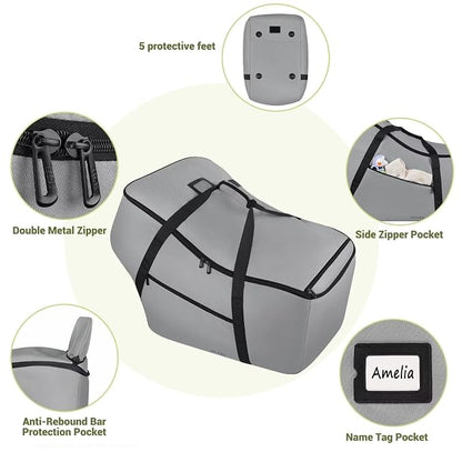 Infant Car Seat Travel Bag - Fits Infant Car Seats with Anti-Rebound Bar Base, Car Seat Airplane Bag for Chicco/Graco/Nuna/Cosco/Britax/Uppababy Baby Car Seat, Water Dirt Tear Resistant, Grey Upgrade