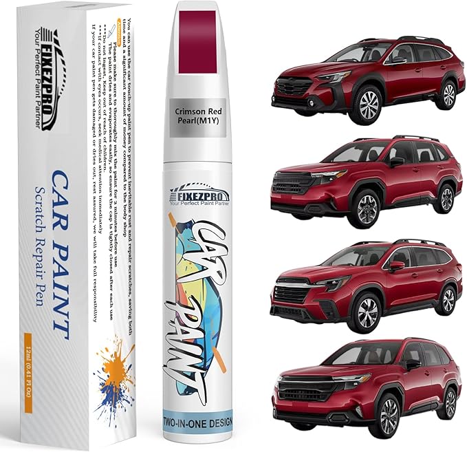 M1Y Crimson Red Pearl Touch Up Paint for Subaru, Color Exact Match Car Paint Scratch Repair Remover Pen Kit Quick & Easy Fix Vehicle Chips and Automotive Nicks Scuff