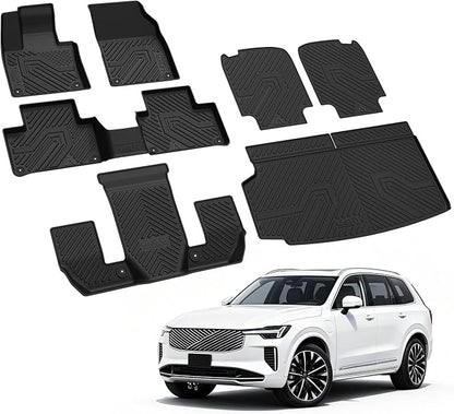 LASFIT Floor Mats & Cargo Liner for 2016-2026 Volvo XC90 T8 PHEV 6 Seats Only, Custom Fit All Weather TPE Floor Liners, Refined Interior Protection, 1st 2nd 3rd Row Mats, Trunk Mat & Backrest Mats