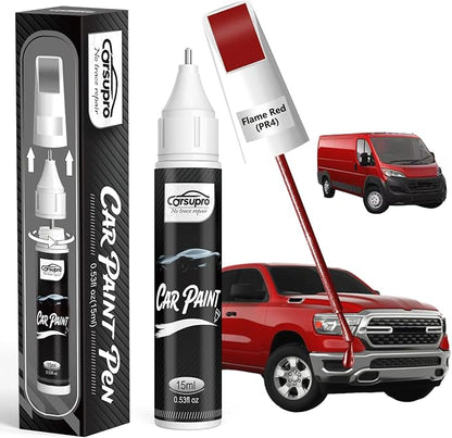 Flame Red(PR4) for Ram Touch Up Paint Pen, 2 in 1 Car Scratch Remover with Pen Tip and Brush, Precise Color Match for Car Paint Scratch Repair, Quickly and Easily Fix Chips and Nicks