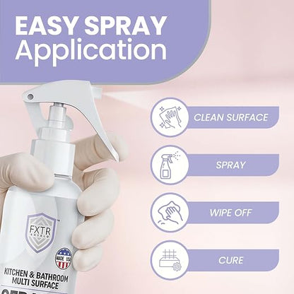 Fixture Shield Home Ceramic Coating Spray - SiO₂ Hydrophobic Protection for Kitchen & Bathrooms + Stainless Steel | Repels Fingerprints, Stains & Hard Water | Extra Strength Formula | Made in USA