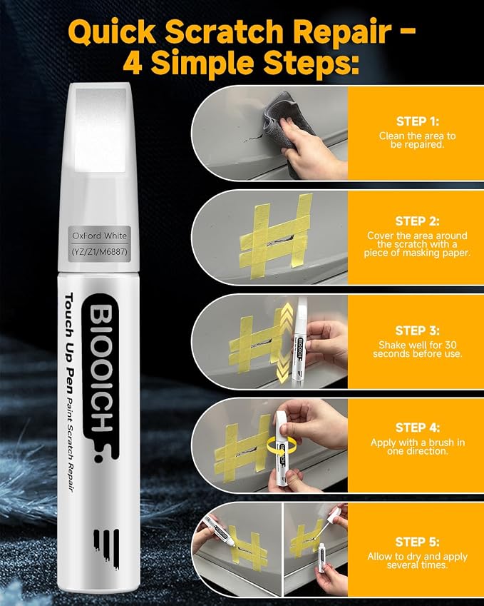 Touch Up Paint Pen Exact Color Match Car Chip and Scratch Repair (for Tesla, PNOO)