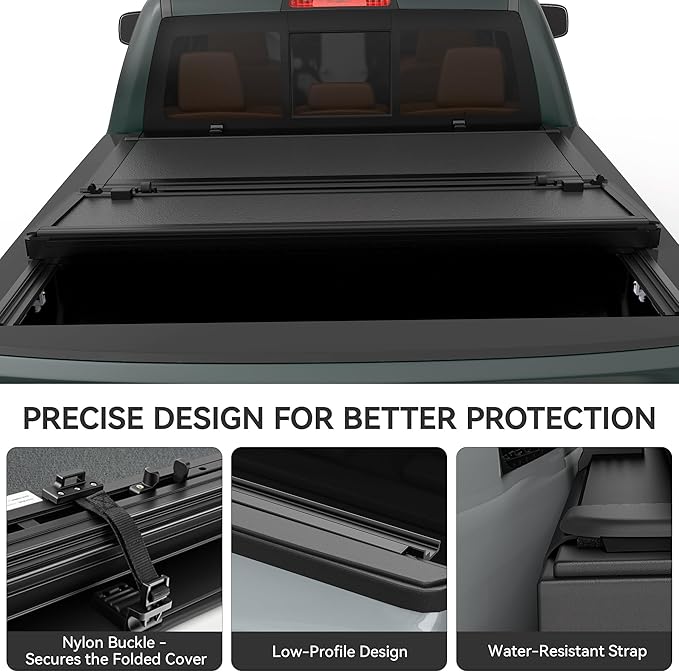 AUTOSAVER88 Low-Profile Hard Tri Fold Truck Bed Tonneau Cover Fit for Nissan Frontier 2022 2023 2024 2025 2026(NO México) with 5ft Bed