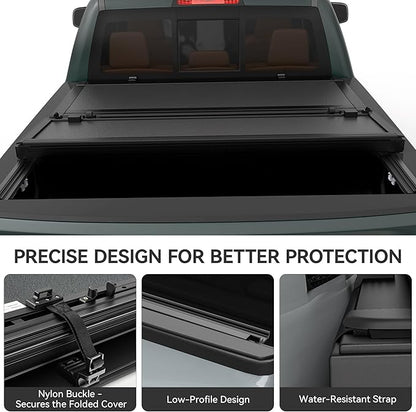 AUTOSAVER88 Low-Profile Hard Tri Fold Truck Bed Tonneau Cover Fit for Nissan Frontier 2022 2023 2024 2025 2026(NO México) with 5ft Bed