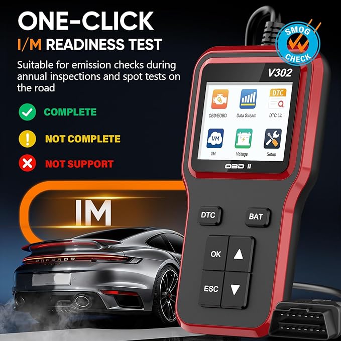OBD2 Scanner with Battery Tester - Vehicle Code Reader for Check Engine Light, Plug and Play, Car Scanner Diagnostic Tool for All OBDII Vehicles After 1996