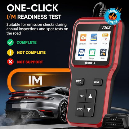 OBD2 Scanner with Battery Tester - Vehicle Code Reader for Check Engine Light, Plug and Play, Car Scanner Diagnostic Tool for All OBDII Vehicles After 1996