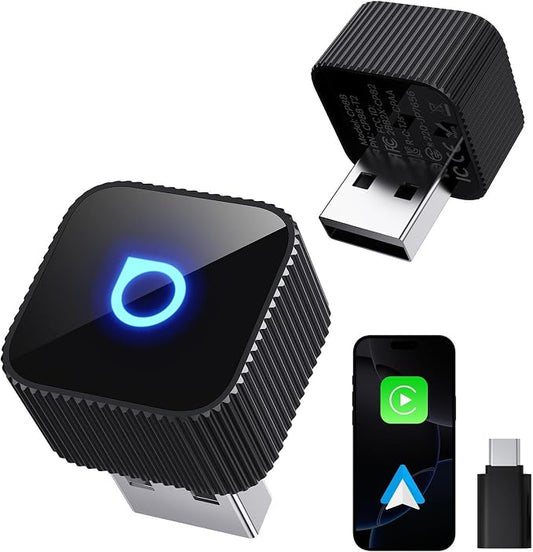 OTTOCAST Mini Slim Wireless CarPlay & Android Auto Adapter, USB-A/USB-C Dual Port, 5s Auto Connect, Plug & Play, Compact Design