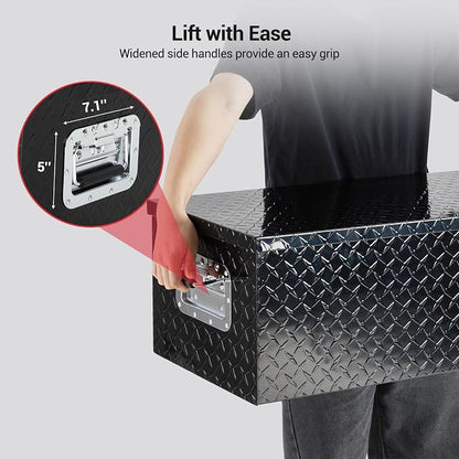 GarveeTech 39 in Aluminum Truck Tool Box, Truck Bed Storage Box with Security Lock and Wider Handles, Heavy Duty Waterproof Tool Box Organizer Chest for Pick Up Truck Rv Trailer - Black