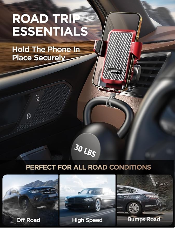 JOYMASS Wireless Car Charger, 15W Fast Charging Auto Clamping Car Charger Cell Phone Holder Mount Vent for iPhone 15 14 13 12 Mini Pro Max 11 XR, Samsung Galaxy S23 Ultra S22 S21+ Note 20, etc - Red