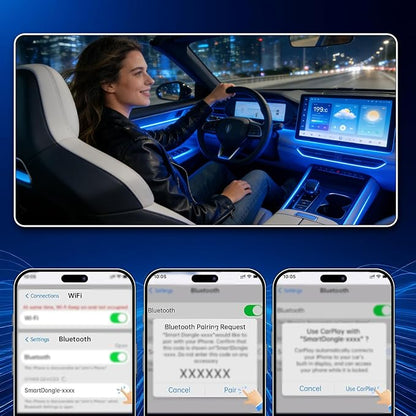2-in-1 Wireless CarPlay & Android Auto Adapter, Converts Wired to Wireless,Plug & Play Dongle, Fast Auto-Connect No Delay, Compact Design for iPhone & Android with USB/USB-C Port(Orange)