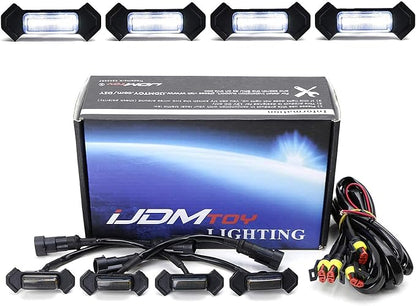 iJDMTOY 4pc Set Smoked Lens Front Grille Lighting Kit Compatible with 2016-2023 Toyota Tacoma w/TRD Pro Grill ONLY, Includes (4) 4-SMD 6000K White LED Light Assy & Wiring Harness