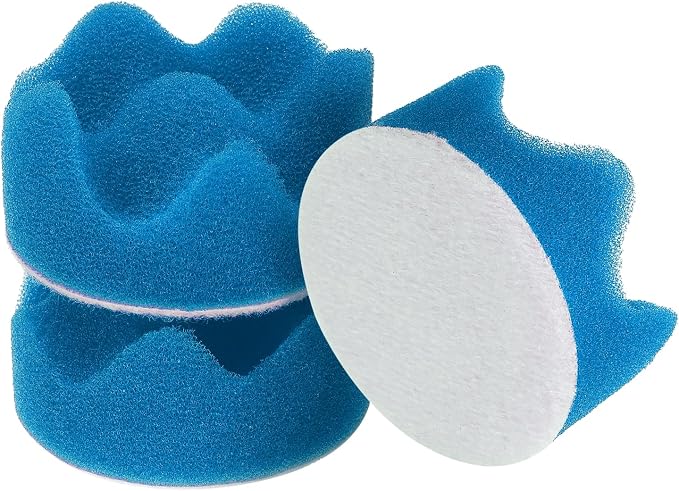 HARFINGTON 3pcs Buffing Sponge Pads 2" Polishing Wheel Waffle Finishing Grip Pad Car Buffer Polisher with Hook and Loop Back for Car Detailing Polishing Waxing, Blue