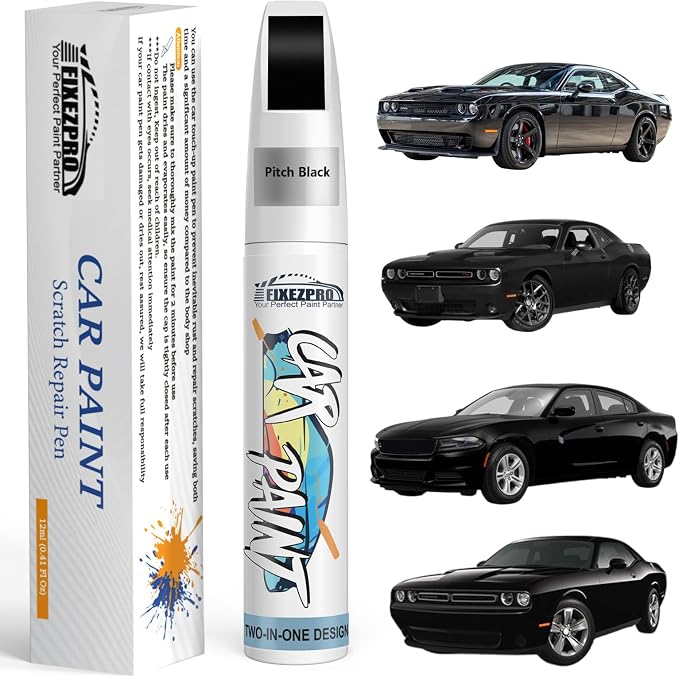 Pitch Black(PX8) Touch Up Paint for Dodge, Exact Color Match Car Paint Scratch Repair Remover Pen Kit Fix Vehicle Chips and Automotive Nicks Scuff