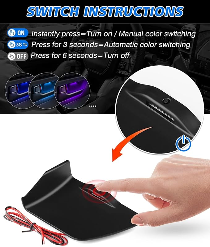 Powerty Adjustable 8 Colors LED Lights for 2022 2023 2024 Toyota Tundra Inner Door Handle Bowl Mood Lighting Decorative Interior Lamp (4PCS)
