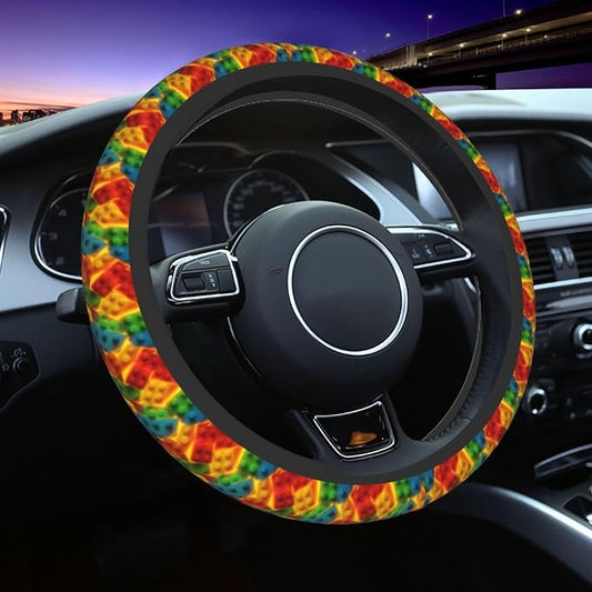 Building Blocks Steering Wheel Covers Non Slip Neoprene Universal 15 Inch Steering Wheel Protector Car Cover for Men Women