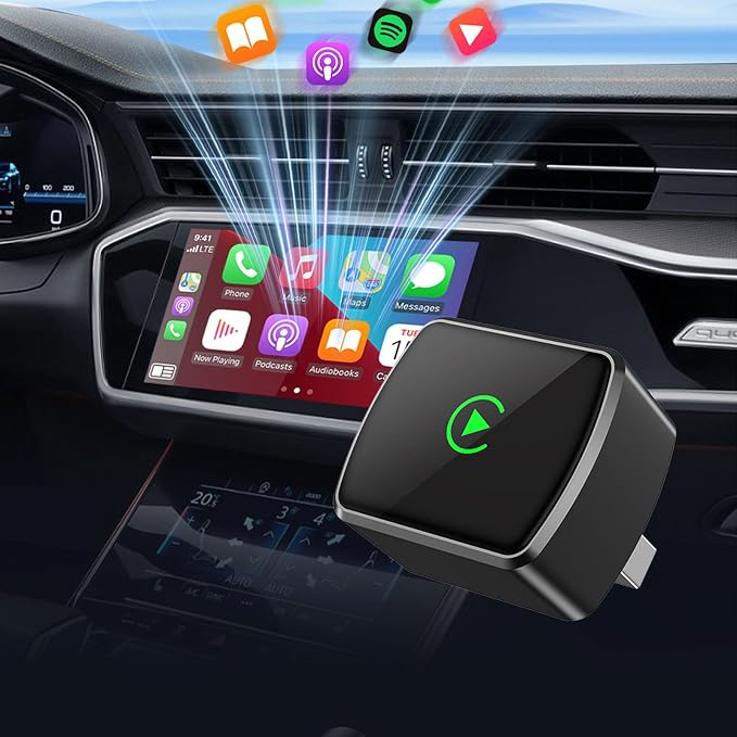 2 in 1 Wireless CarPlay Adapter for iPhone＆Android, Mini Wired to Wireless Adapter for CarPlay ＆ Android Auto, Plug and Play, Low Latency Auto-Connection, USB & Type-C