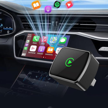 2 in 1 Wireless CarPlay Adapter for iPhone＆Android, Mini Wired to Wireless Adapter for CarPlay ＆ Android Auto, Plug and Play, Low Latency Auto-Connection, USB & Type-C