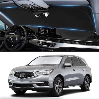 Custom Windshield Sunshade for Acura MDX Accessories 2021-2024 2025 2026 Front Window Shades Cover for Windshield Sun Visor Screen Protector 210T Reflective Blocks UV Rays Cool Car Accessories