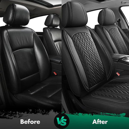 SCITOO Universal Car Seat Covers Full Set,Waterproof Automotive Seat Covers for Front and Back Seats, Premium Car Seatshelteror, Seat Covers for Cars Black – Fits Most Vehicles(Black,Full Set)