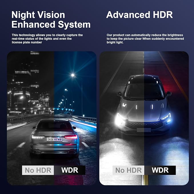 4K Dash Cam Front and Rear,with 64GB Card,Built in 5.8GHz WiFi & GPS Car Camera,Super Night Vision,Advanced Driver Assistance System,3.2'IPS Screen,24H Parking Mode,Time-Lapse,Loop Recording
