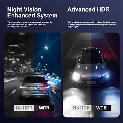 4K Dash Cam Front and Rear,with 64GB Card,Built in 5.8GHz WiFi & GPS Car Camera,Super Night Vision,Advanced Driver Assistance System,3.2'IPS Screen,24H Parking Mode,Time-Lapse,Loop Recording