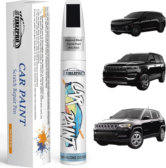 Diamond Black Crystal Pearl(PXJ/KXJ) Touch Up Paint for Jeep, Car Paint Scratch Repair Remover Pen Color Exact Match, Quick and Easy Fix Automotive Chips and Nicks Scuff