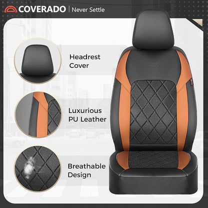 Coverado Car Seat Covers, Front Seat Covers, 2 Front Automotive Seat Cover, Mesh Breathable Seat Protectors, Universal Fit for Most Cars