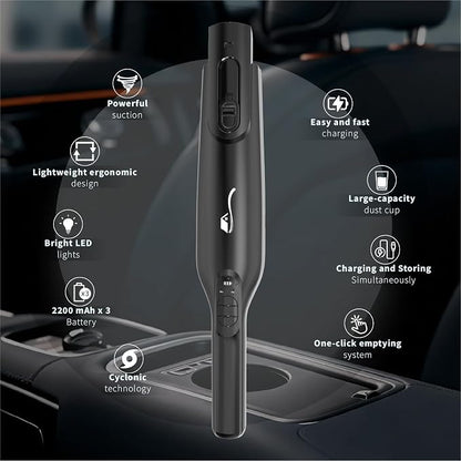 Cordless Handheld Vacuum, Lightweight Portable Hand Vacuum Cleaner with LED Light,Rechargeable Hand Held Vacuum with One-Touch Empty, Powerful Suction for Office, Home,Car, Coal