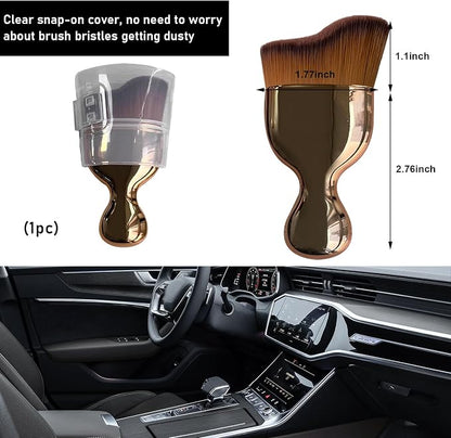 Ziciner Car Detailing Brush, Curved Soft Bristles Auto Removal Dust Collectors, Universal Vehicle Dashboard, Air Conditioner Vents etc Interior Cleaning Tool Accessory (Rose Golden)