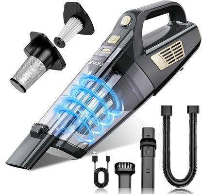 CKIKH Handheld Vacuum Cordless, 15000PA Strong Suction Hand Held Car Vacuum Cleaner Portable with Multi-Nozzles & Washable Filter, Lightweight Rechargeable Vacuum Cleaner for Home, Car, Office, Pets