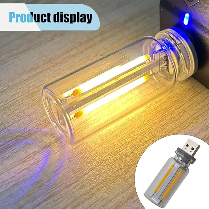USB LED Car Interior Atmosphere Light, Plug-in USB Automotive Ambient Lighting Retro Car Lamps, Mini LED Car Interface Charging Night Light for Hallway Car Bedroom (Warm Light)